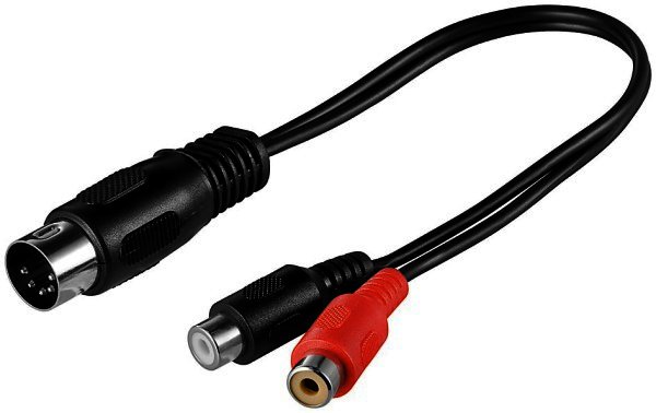 Audio-Video-Kabel 0,2 Meter 5-polig DIN-Stecker > 2 x Cinchkupplung