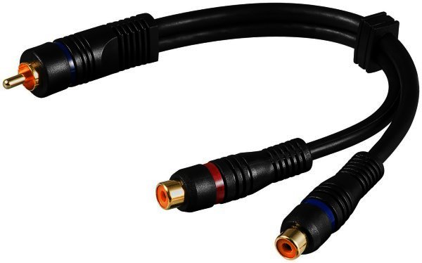 Audio-Video-Kabel 0,2 Meter 1 x Cinchstecker > 2 x Cinchkupplung