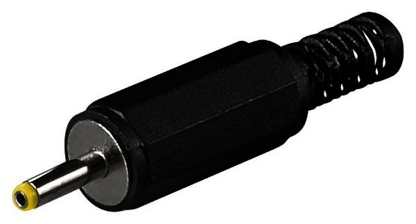 DC-Stecker mit Knickschutz Bohrung 0,75 x 2,4 mm - Schaftlänge 9,5 mm - für Sony