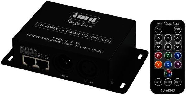 CU-6DMX - 6-Kanal-RGBW-LED-Controller mit DMX-Interface für 12/24V LEDs mit IR-Fernbedienung