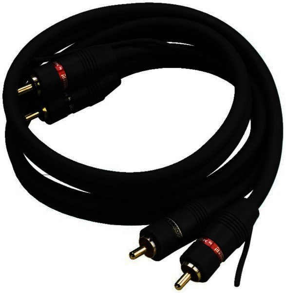 Hochwertiges Stereo Cinch Kabel mit Masseleitung - schwarz 0,8 Meter