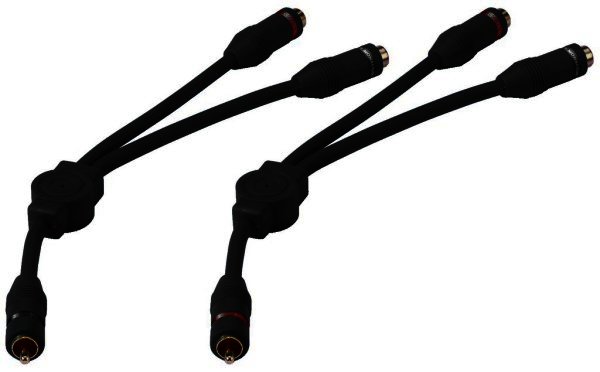 Audio Cinch Y-Kabeladapter 1xStecker, 2xKupplung - 25cm lang, in schwarz
