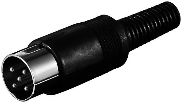 DIN-Stecker 5-polig 360° Kunststoff schwarz mit Knickschutz